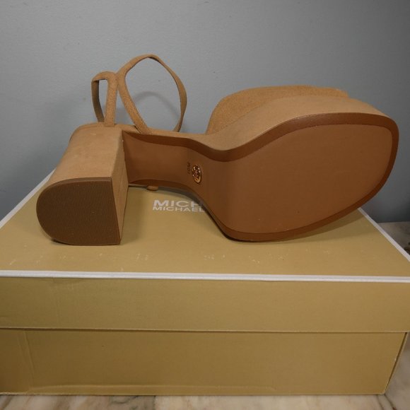 NiB Hard to Find Michael Kors Suri Platform 10 M Peanut Suede Leather - Picture 7 of 11